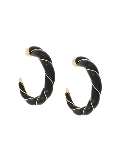 Shop Aurelie Bidermann Twisted Hoop Earrings In Black