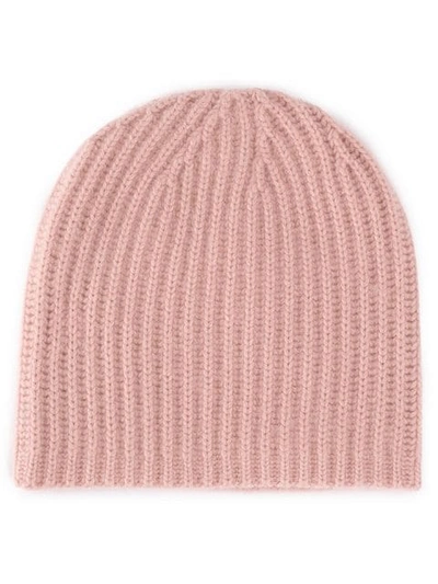 WARM-ME 粗绞花针织羊绒套头帽 - 粉色