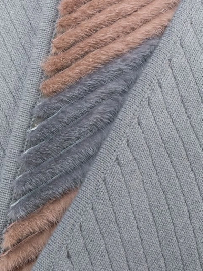 Shop Liska Diagonal Stripe Scarf In Grey