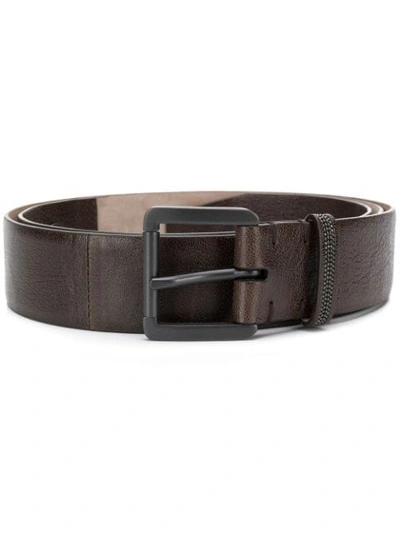 Shop Brunello Cucinelli Metal Buckle Leather Belt In Brown