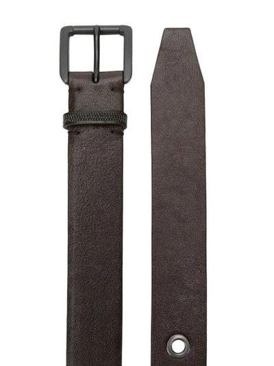 Shop Brunello Cucinelli Metal Buckle Leather Belt In Brown
