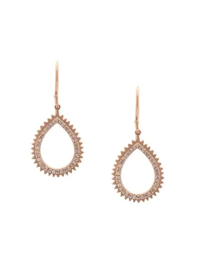 Shop Eva Fehren 18kt Rose Gold And Diamonds Small Drop Earrings - Metallic
