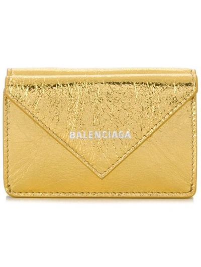 BALENCIAGA PAPIER MINI真皮钱包 - 金属色