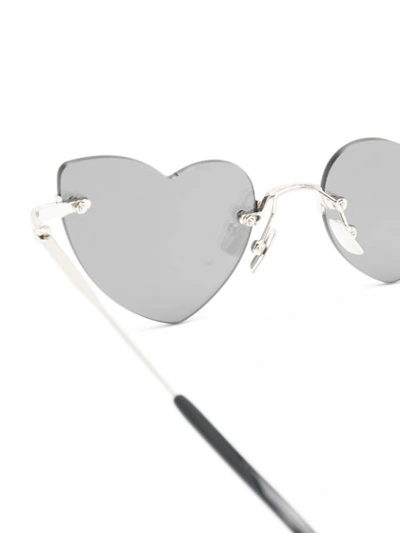 Shop Saint Laurent Eyewear Silver Heart Sunglasses