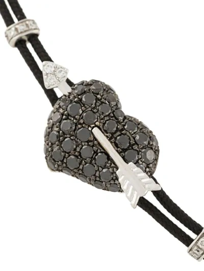 Shop Pippo Perez 18kt White Gold And Diamond Arrow Heart Bracelet In Black