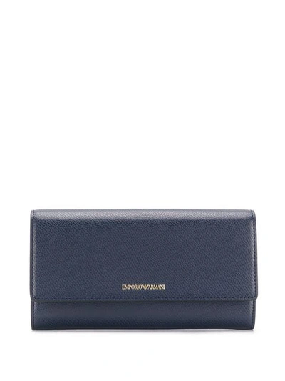 Shop Emporio Armani Classic Long Wallet - Blue
