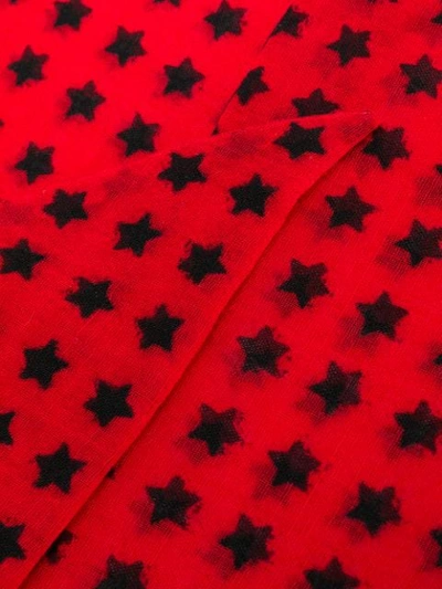SAINT LAURENT 星星印花围巾 - 红色