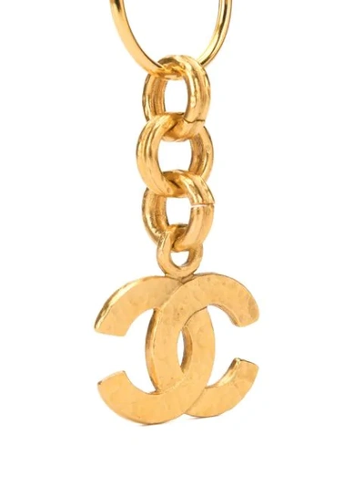 Shop Chanel Cc Keyring In Gold