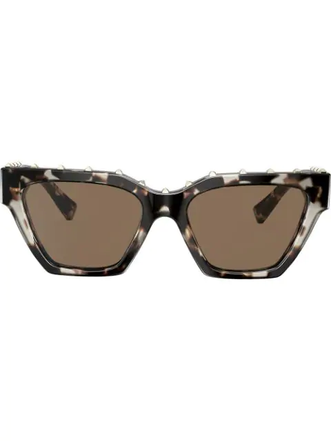 Valentino Garavani Micro-studded Square Sunglasses In Brown | ModeSens