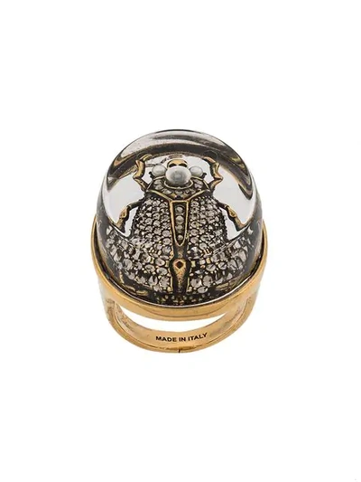 Shop Alexander Mcqueen Beetle Ring In Gold