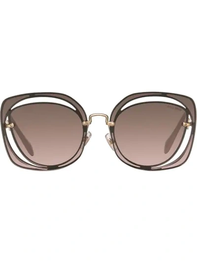 Shop Miu Miu Scenique Sunglasses In Brown