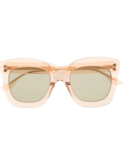 Shop Bottega Veneta Square Sunglasses - Orange