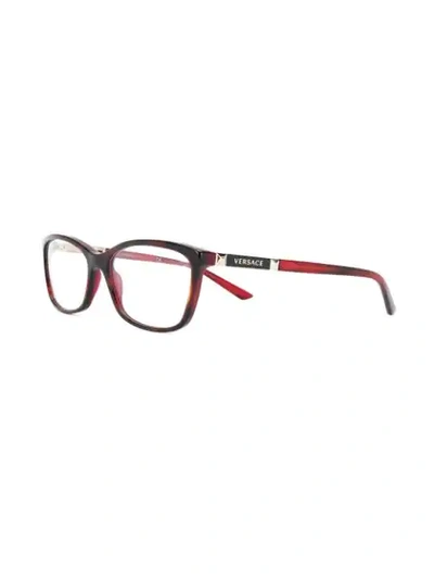 Shop Versace Rectangular Frame Glasses In Red