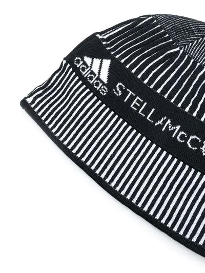 Shop Adidas By Stella Mccartney Run Logo Beanie Hat In Black