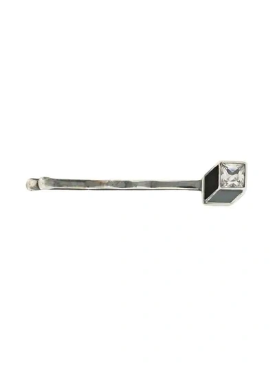 Shop Bottega Veneta Cube Embellished Hairpin - Metallic