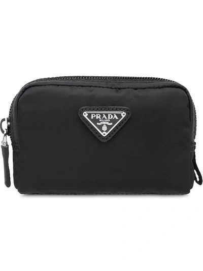 Shop Prada Fabric Cosmetic Pouch In Black