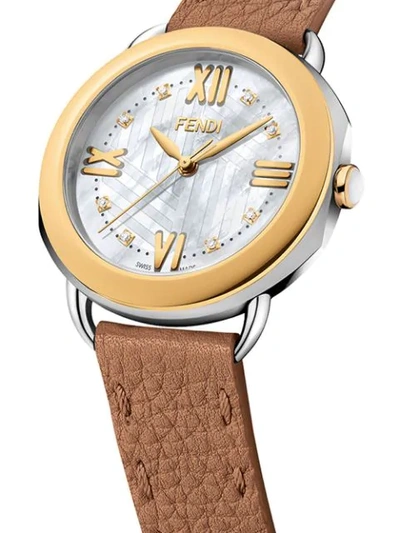 Shop Fendi Selleria Watch In Brown