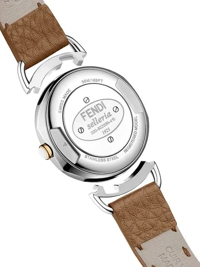 Shop Fendi Selleria Watch In Brown