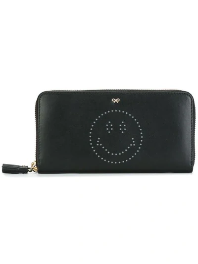 Shop Anya Hindmarch 'smiley' Zip Around Wallet In Black