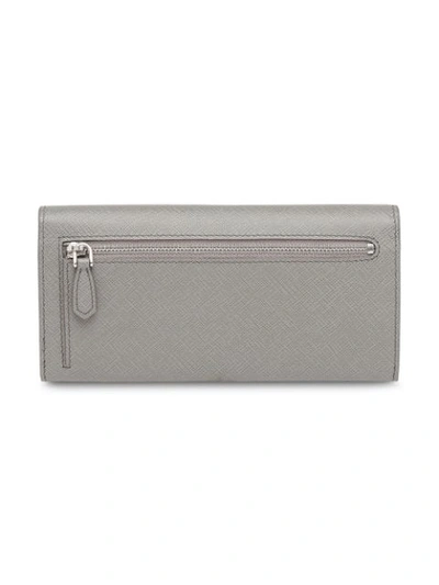 Shop Prada Large Saffiano Leather Wallet In Grey
