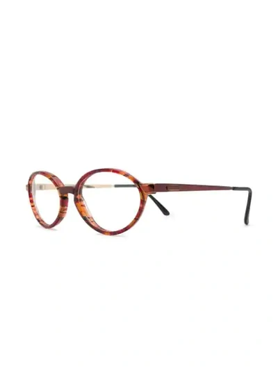 Pre-owned Missoni 1990s Round Frame Glasses In Red