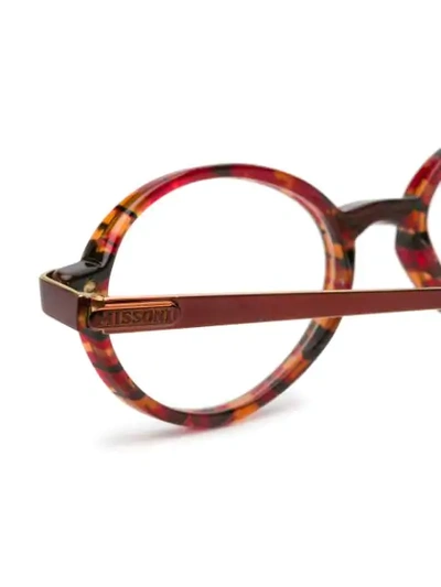 Pre-owned Missoni 1990s Round Frame Glasses In Red