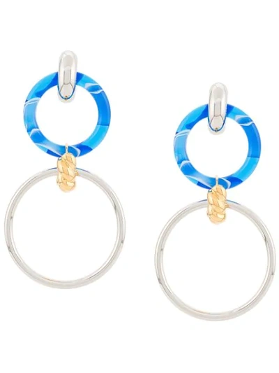 Shop Balenciaga Loop And Hoop Earrings In Metallic