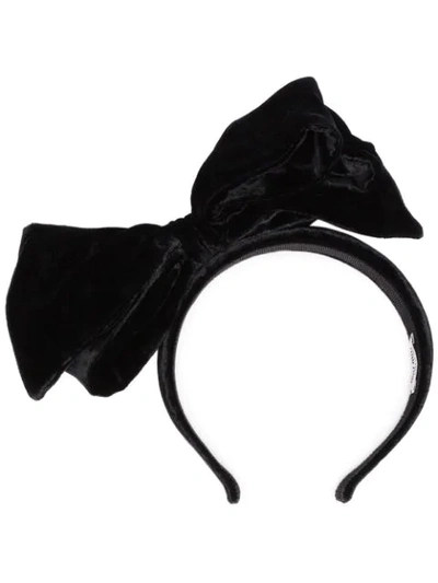 Shop Miu Miu Black Velvet Oversized Bow Headband