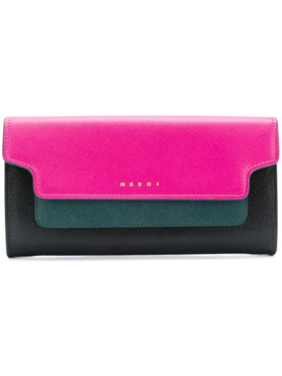 Shop Marni Tri-coloured Wallet - Black