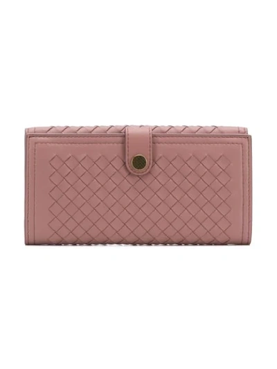 Shop Bottega Veneta Intrecciato Weave Continental Wallet In Pink