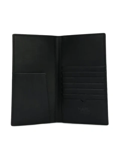 Shop Karl Lagerfeld Striped Logo Travel Wallet In Black