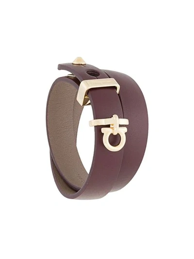 Shop Ferragamo Salvatore  Gancini Wrap Bracelet - Brown