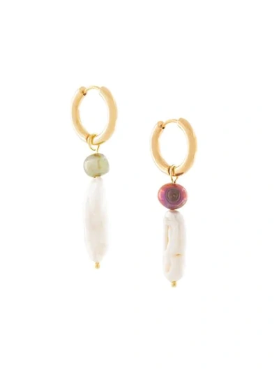 Shop Sandralexandra Michi Long-pearl Drop Earring In Gold