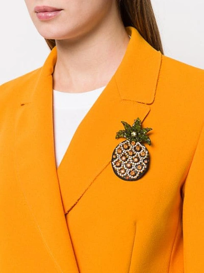 Shop N°21 Embellished Pineapple Brooch In Green