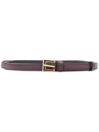 Shop Prada Classic Thin Belt In Red