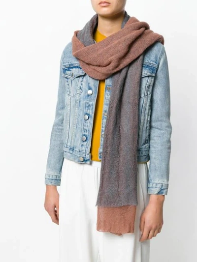 Shop Maison Margiela Bicolour Loose Knit Scarf - Grey