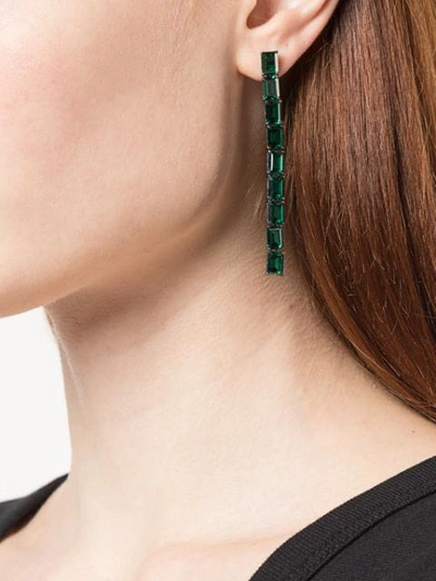 Shop Ann Demeulemeester Baguette Emerald Earrings In Green