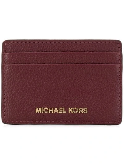 Shop Michael Michael Kors Logo Plaque Card Holder In Red