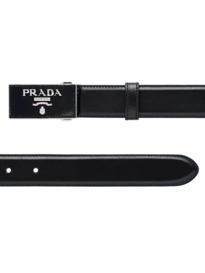 Prada Square Buckle Belt In Black