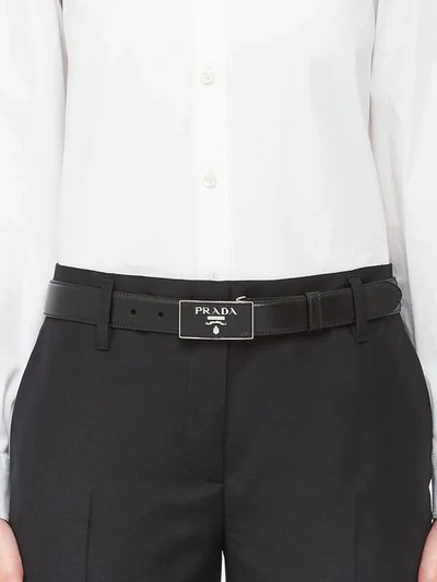 Prada Square Buckle Belt In Black