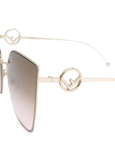 Shop Fendi Oversized Cat Eye Sunglasses In Gold