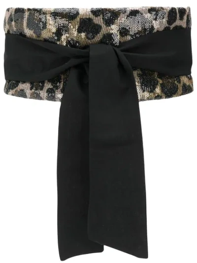 Shop Antonio Marras Leopard Sequin Tie Belt - Black