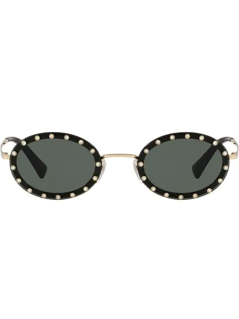 black and gold round frame sunglasses