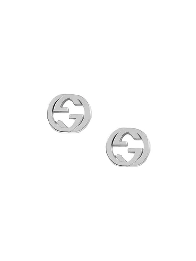 Shop Gucci Silver Interlocking G Earrings In Metallic