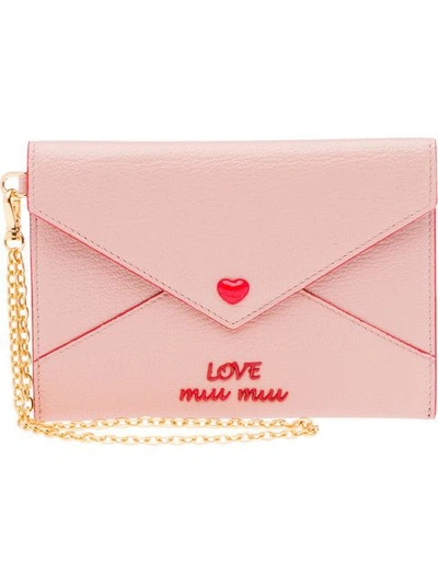 Shop Miu Miu Madras Heart Envelope Wallet In Pink