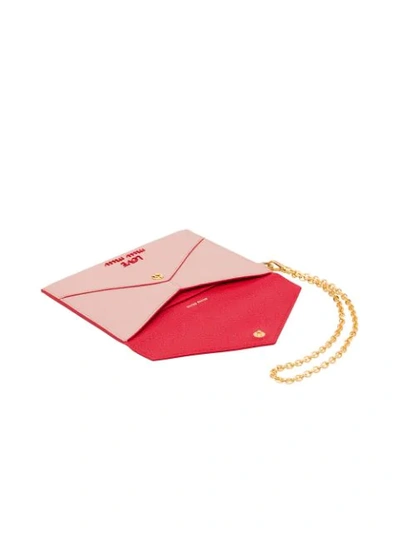 Shop Miu Miu Madras Heart Envelope Wallet In Pink