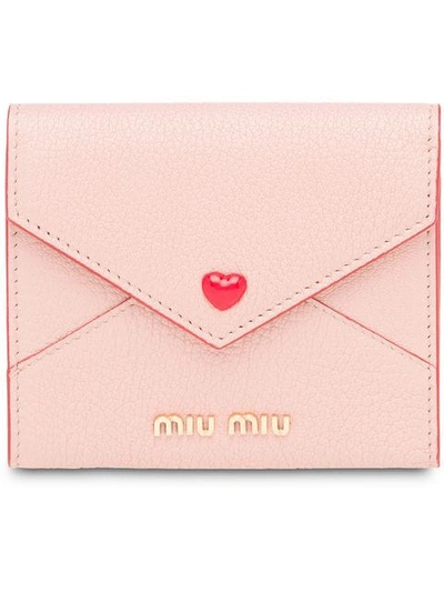 Shop Miu Miu Madras Love Envelope Card Holder In Pink