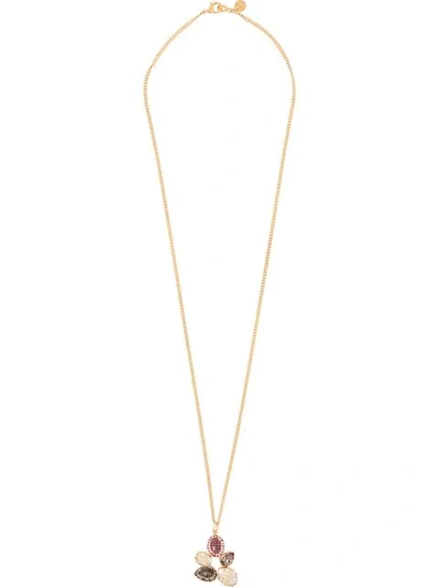 Shop Melissa Kandiyoti Floral Pendant Necklace In Pink