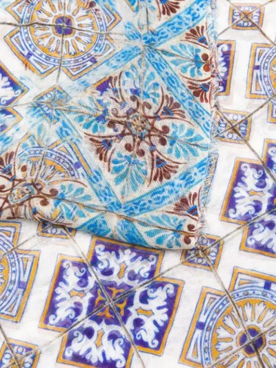 Shop Faliero Sarti Tile Printed Scarf In Blue