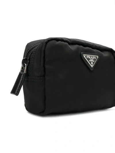 Shop Prada Logo Plaque Makeup Bag In Black